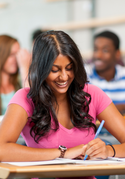 Woman Studying Happily